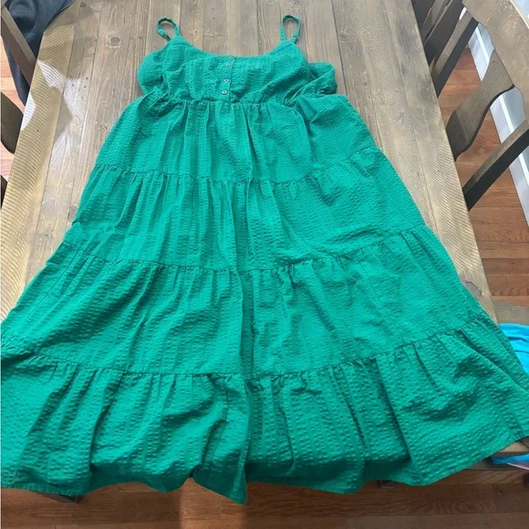 Torrid Maxi Challis Tiered Dress in “Green Jacket” - Picture 2 of 5